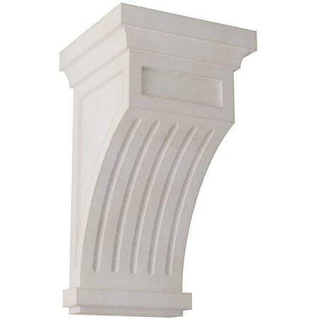 Ekena Millwork 5 1/2"W x 5 1/2"D x 10"H Fluted Wood Vintage Decor Corbel, Chalk Dust White CORWD05X05X10FLWH